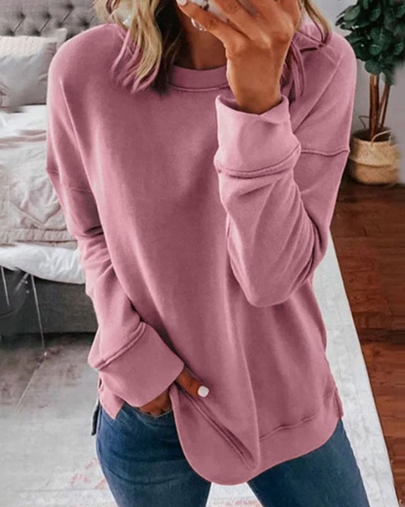 Women's Soft Brushed Relaxed-Fit Sweatshirt – Pink