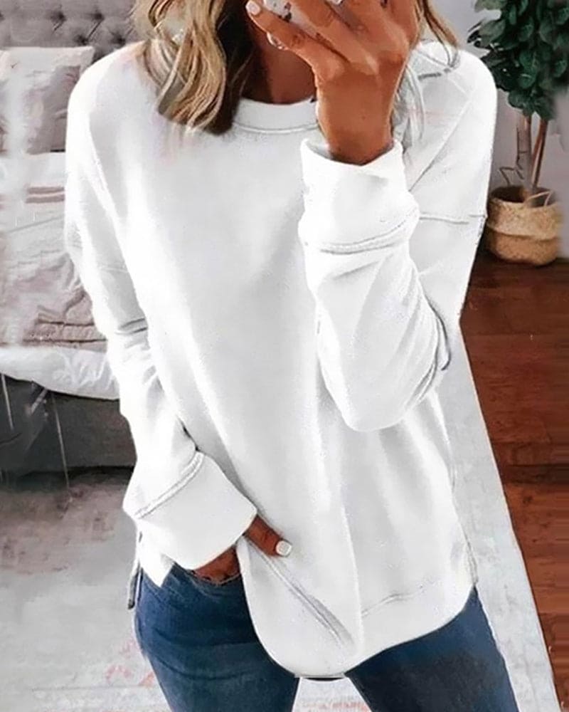 Women's Soft Brushed Relaxed-Fit Sweatshirt – White