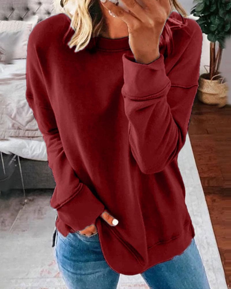 Women's Soft Brushed Relaxed-Fit Sweatshirt – Burgundy