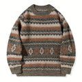 Women's Heritage Pattern Relaxed Knit Jumper – Grey & Brown