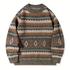 Women's Heritage Pattern Relaxed Knit Jumper – Grey & Brown