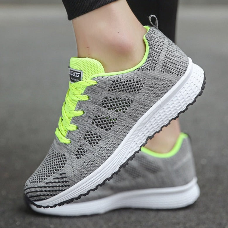 Women's Lace-Up Cushioned Walking Shoes with Arch Support – Green