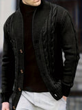Women's Classic Cable-Knit Buttoned Cardigan – Black