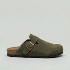 Women's Suede-Look Buckle-Strap Slip-On Clogs – Green
