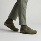 Women's Suede-Look Buckle-Strap Slip-On Clogs