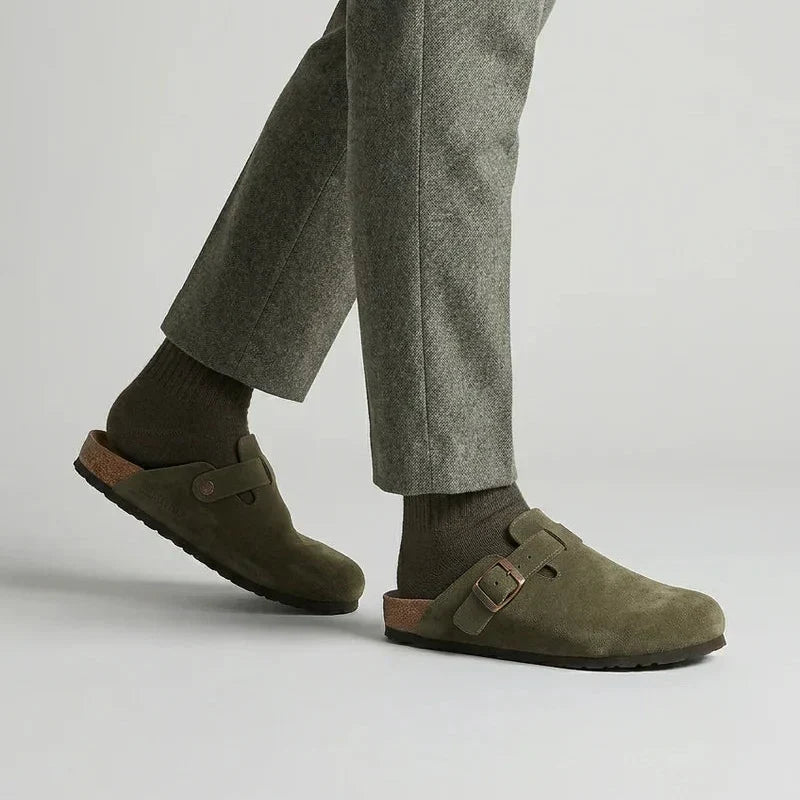 Women's Suede-Look Buckle-Strap Slip-On Clogs