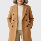 Women's Tailored Double-Breasted Coat with Notched Lapels
