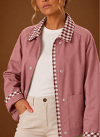 Women's Barn Jacket with Check Collar