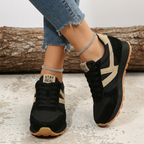 Women's Lace-Up Cushioned Trainers with Gum Sole