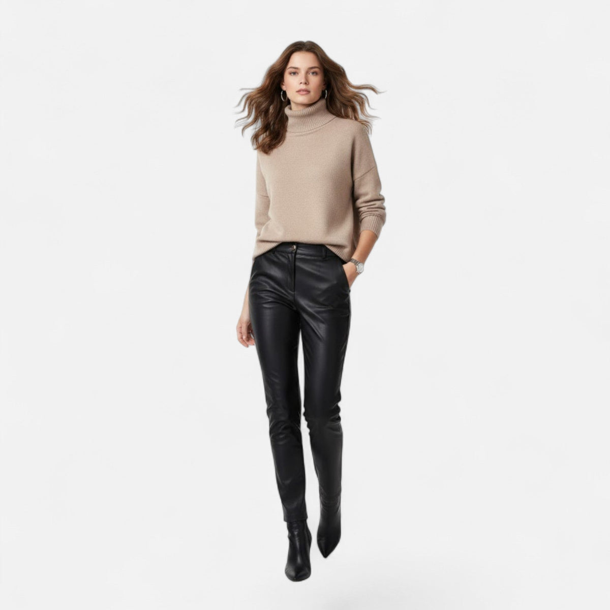 Women's Thick Knit Oversized Roll-Neck Jumper