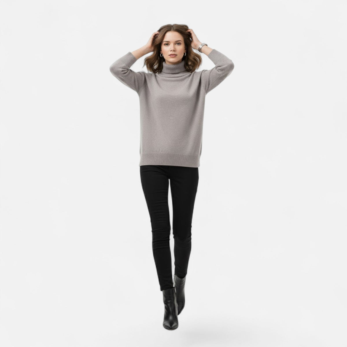 Women's Thick Knit Oversized Roll-Neck Jumper