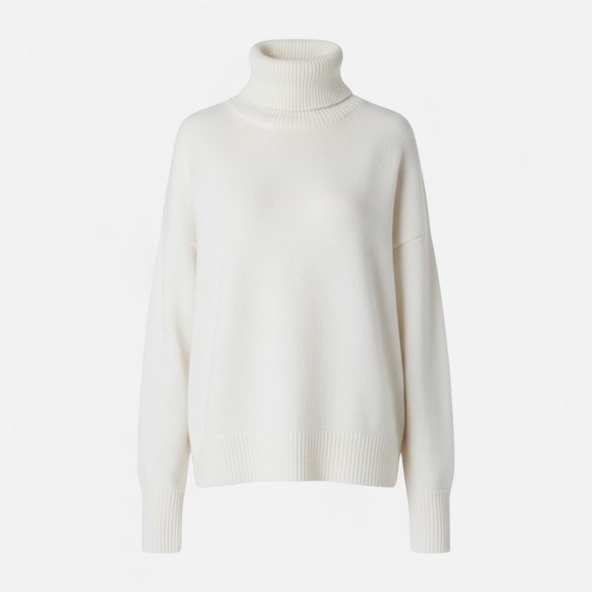 Women's Thick Knit Oversized Roll-Neck Jumper – White