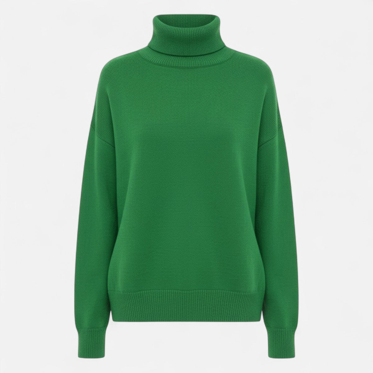 Women's Thick Knit Oversized Roll-Neck Jumper – Green