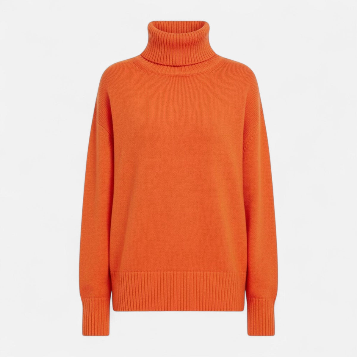 Women's Thick Knit Oversized Roll-Neck Jumper – Orange