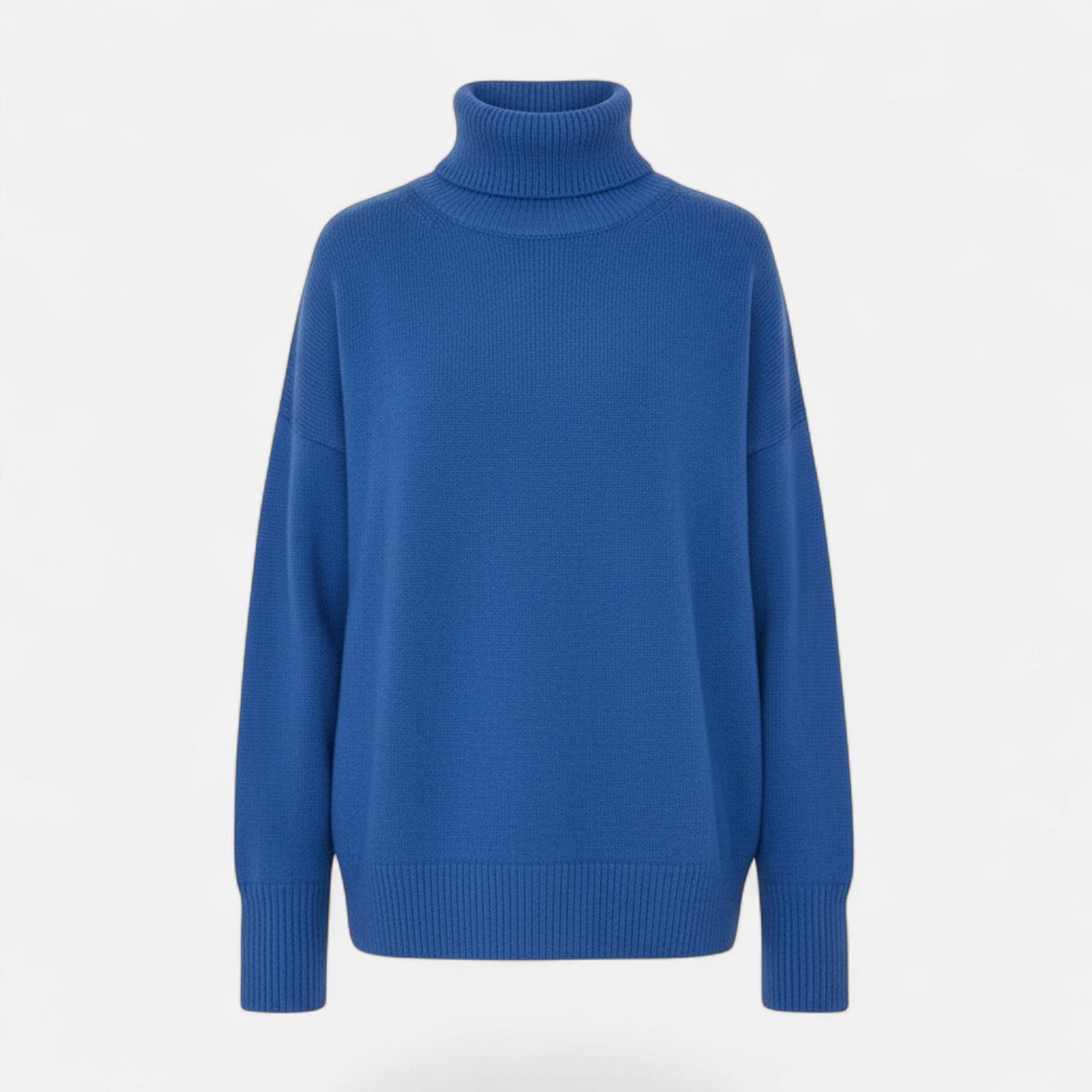 Women's Thick Knit Oversized Roll-Neck Jumper – Blue