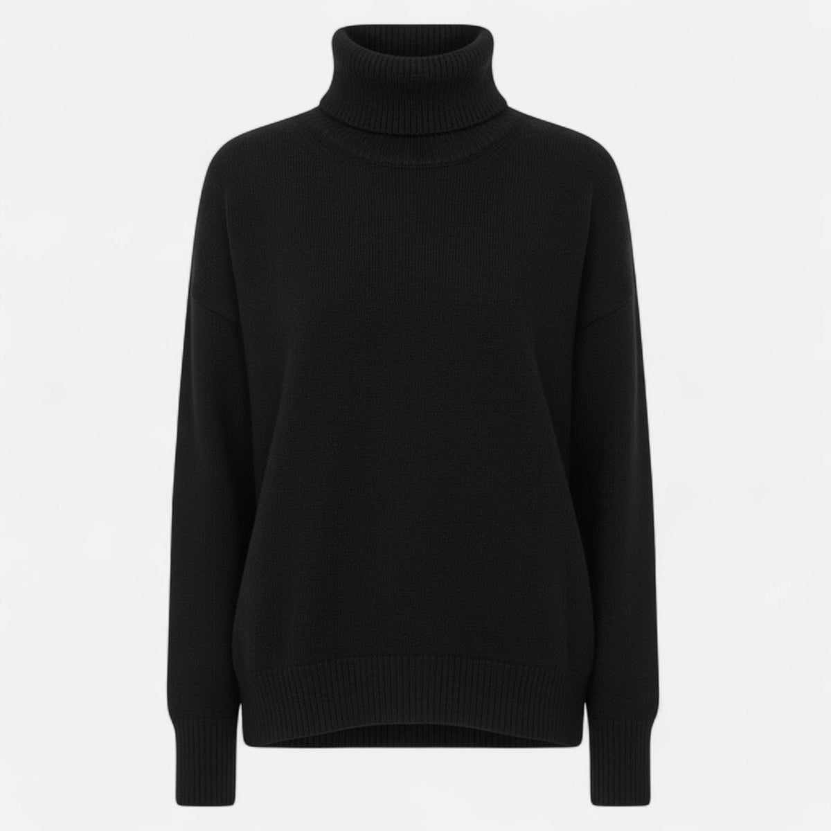Women's Thick Knit Oversized Roll-Neck Jumper – Black