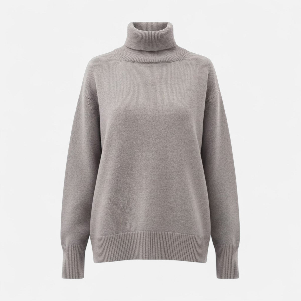 Women's Thick Knit Oversized Roll-Neck Jumper – Grey