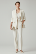 Women's Relaxed Blazer & Straight-Leg Trouser Suit – Cream