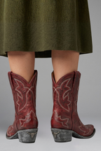 Women's Embroidered Pointed-Toe Cowboy Boots with Stacked Heel