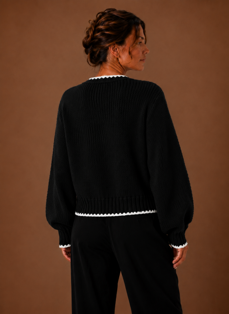 Women's Scalloped-Trim Bow-Front Cardigan