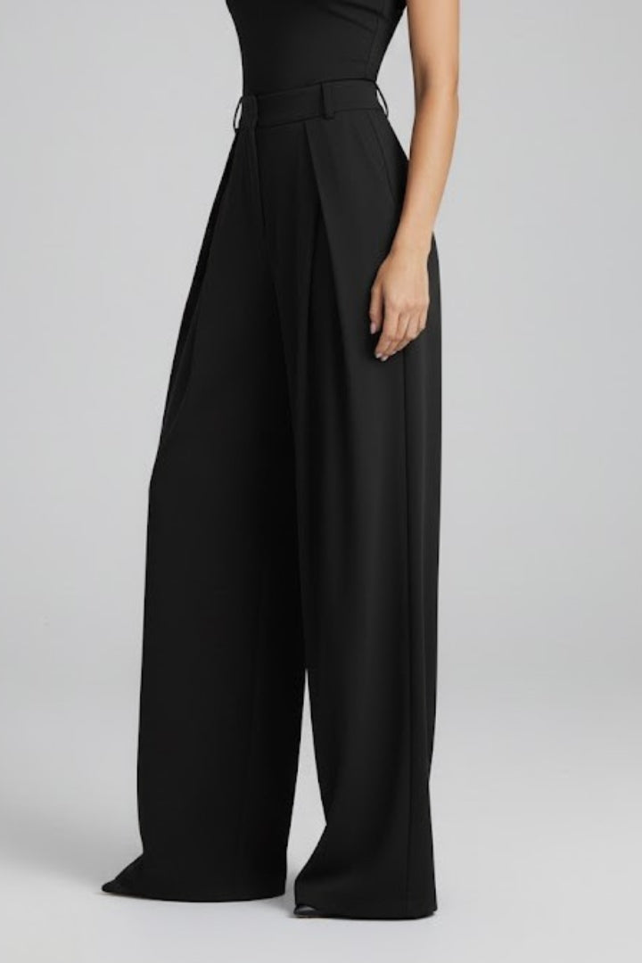Women's High-Rise Pleated Wide-Leg Trousers