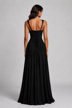 Women's Draped Satin-Look Maxi Dress