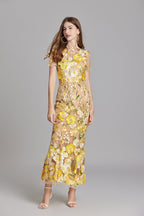 Women's Floral Midi Dress – Yellow