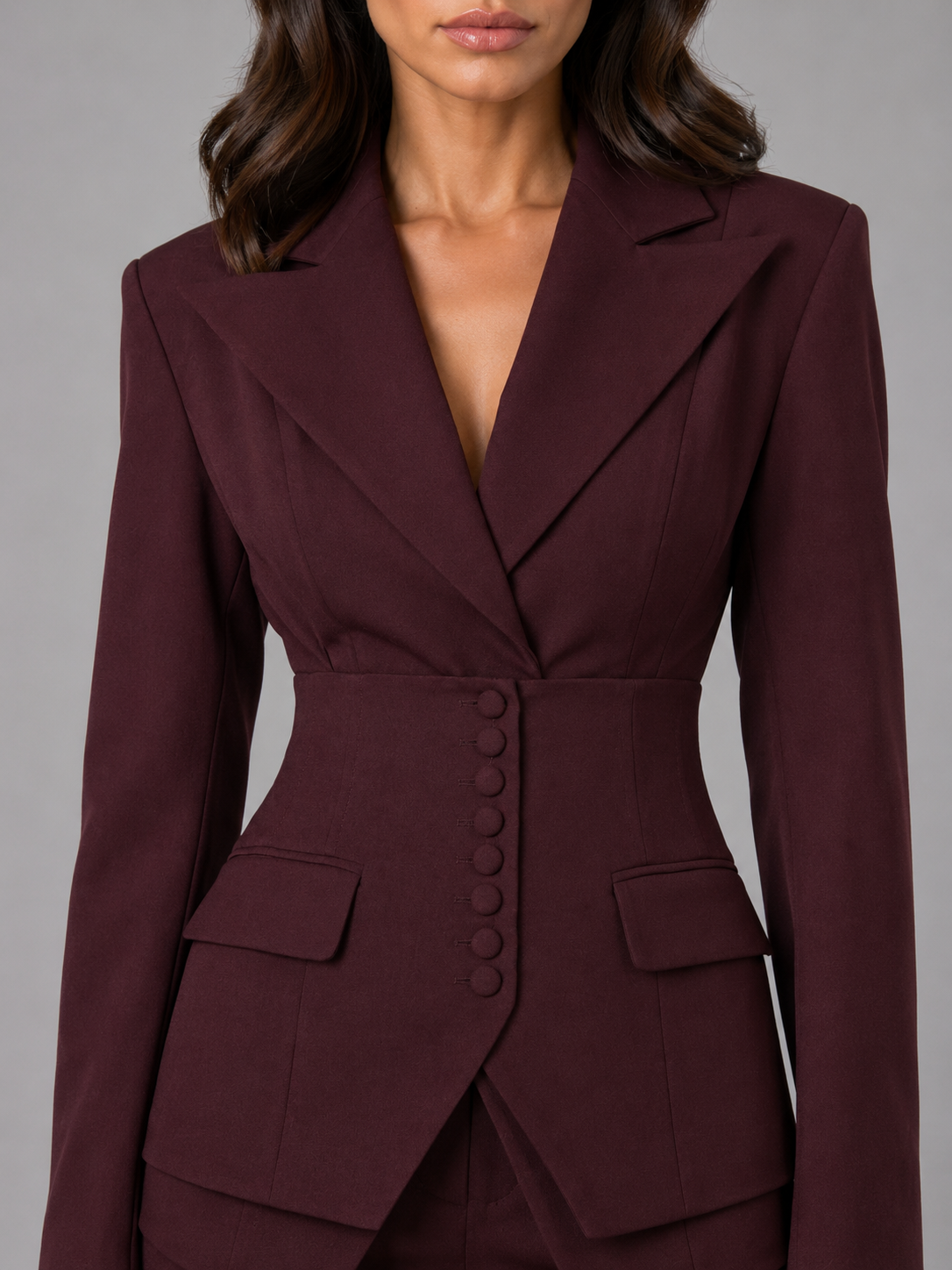 Women's Fitted Three-Piece Suit with Wide-Leg Trousers