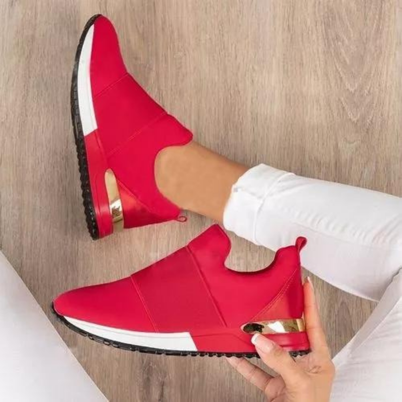 Women's Knit Slip-On Walking Trainers – Red