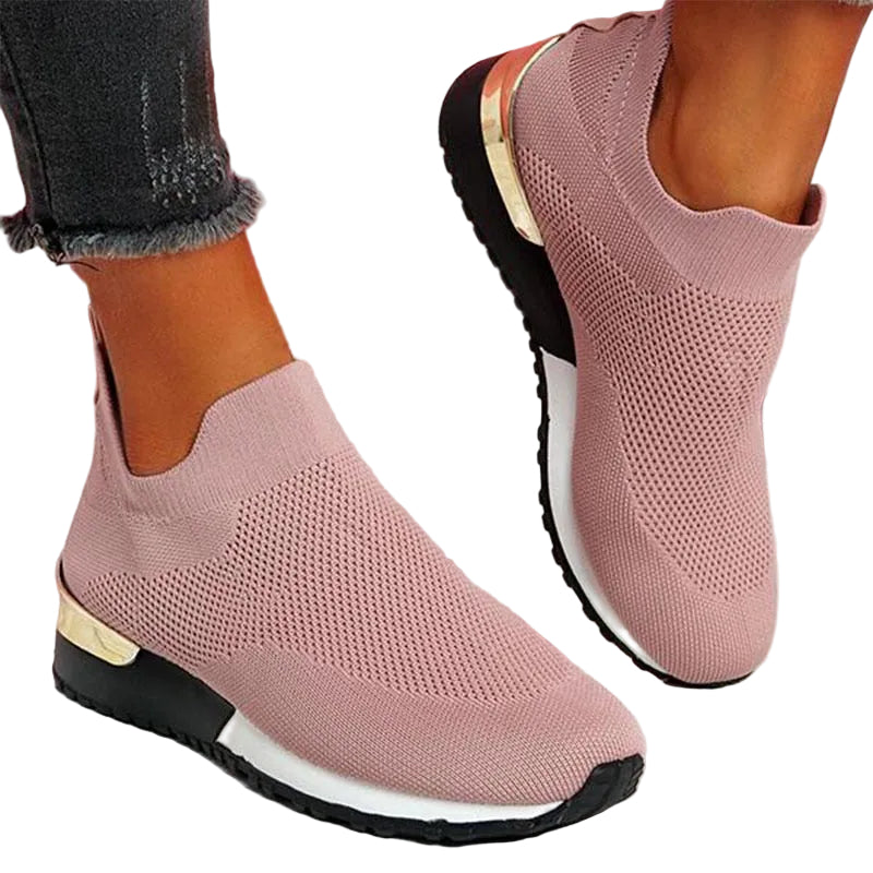 Women's Knit Slip-On Walking Trainers – Pink