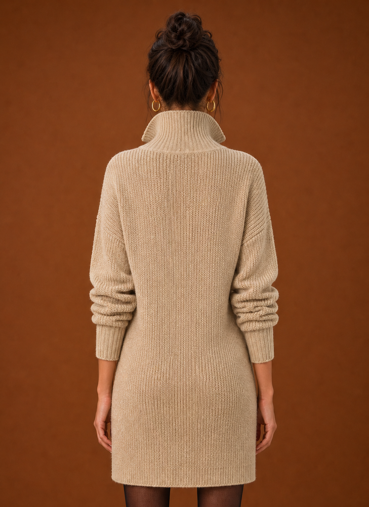 Women's Collared Henley Knit Sweater Dress