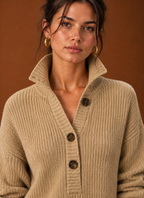 Women's Collared Henley Knit Sweater Dress