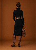 Women's Knee-Length Long-Sleeve Sweater Dress