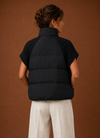 Women's Sleeveless Puffer Gilet with Knit Shoulders
