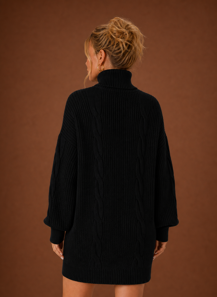 Women's Turtleneck Knit Sweater Dress
