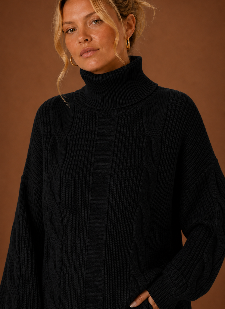 Women's Turtleneck Knit Sweater Dress