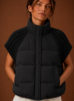 Women's Sleeveless Puffer Gilet with Knit Shoulders