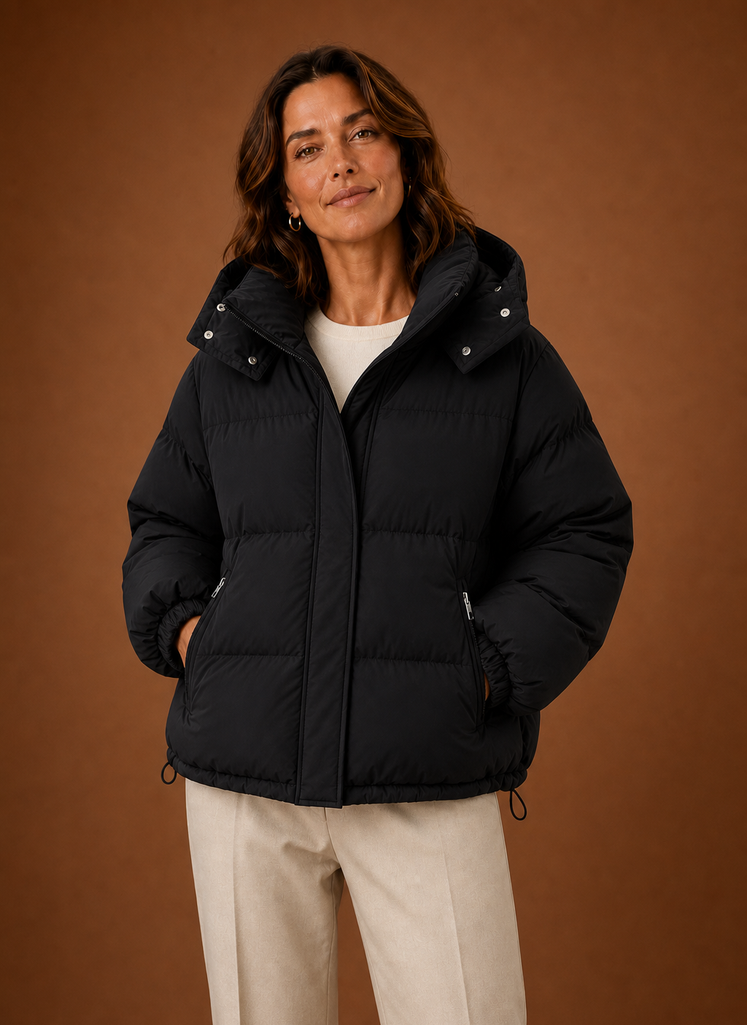 Women's Oversized Warm Puffer Jacket – Black