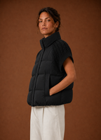 Women's Sleeveless Puffer Gilet with Knit Shoulders