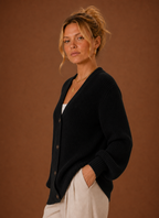 Women's V-Neck Button-Front Knit Cardigan