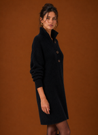 Women's Collared Henley Knit Sweater Dress