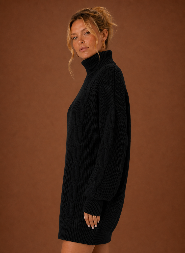 Women's Turtleneck Knit Sweater Dress