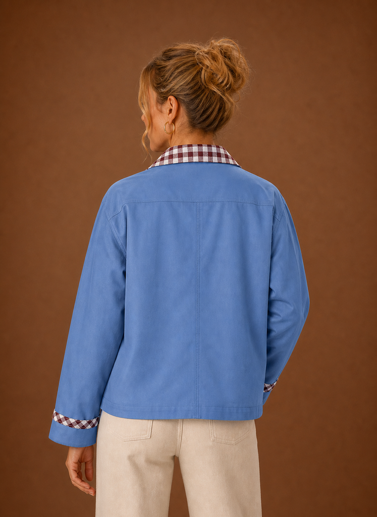 Women's Barn Jacket with Check Collar