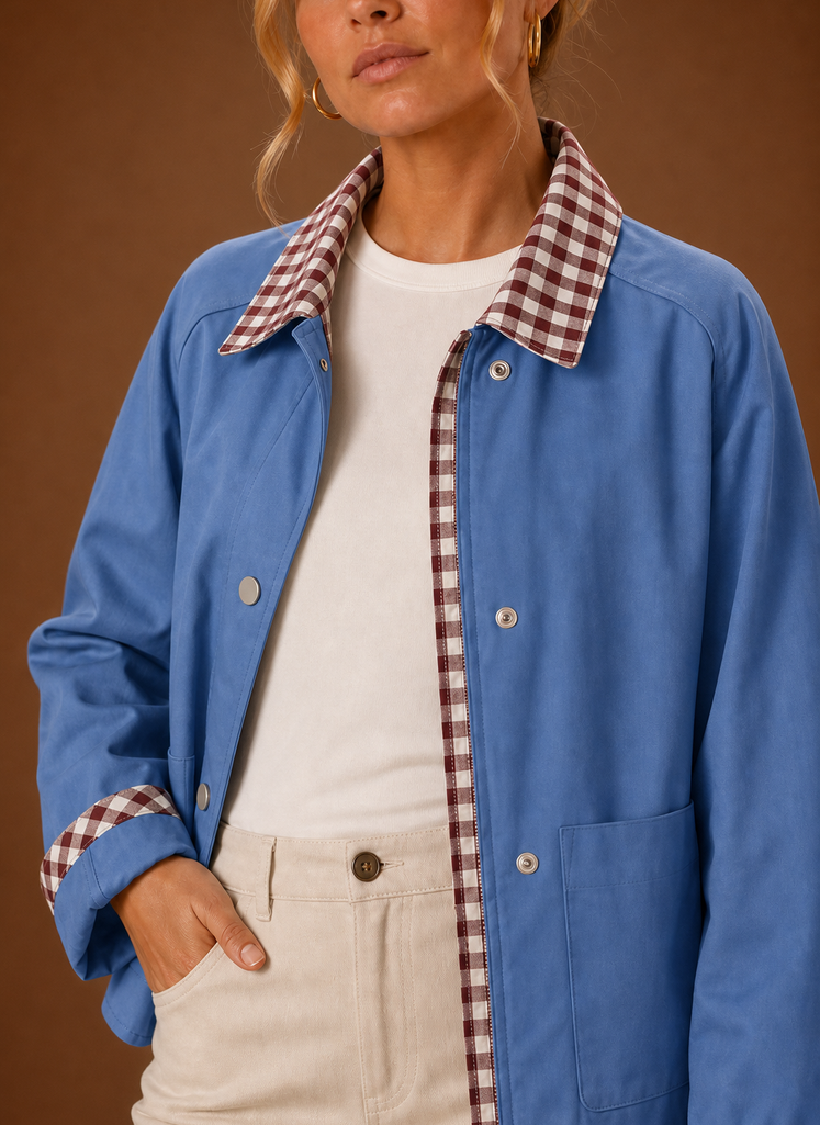 Women's Barn Jacket with Check Collar