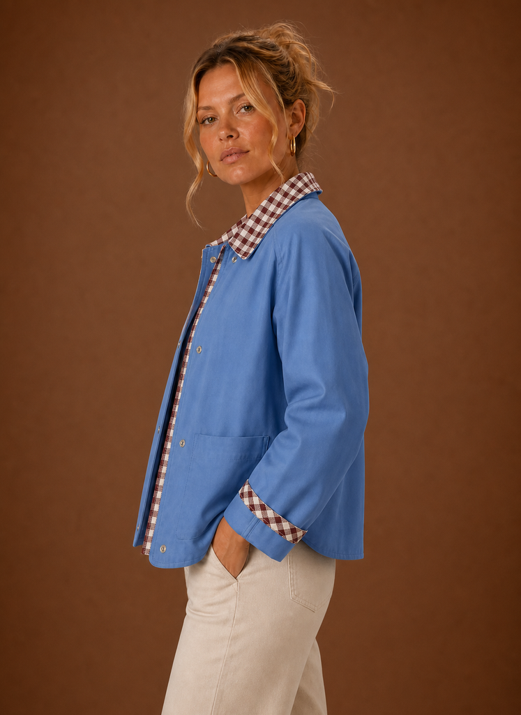Women's Barn Jacket with Check Collar