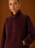 Women's Oversized Sherpa Fleece Quarter-Zip Sweatshirt