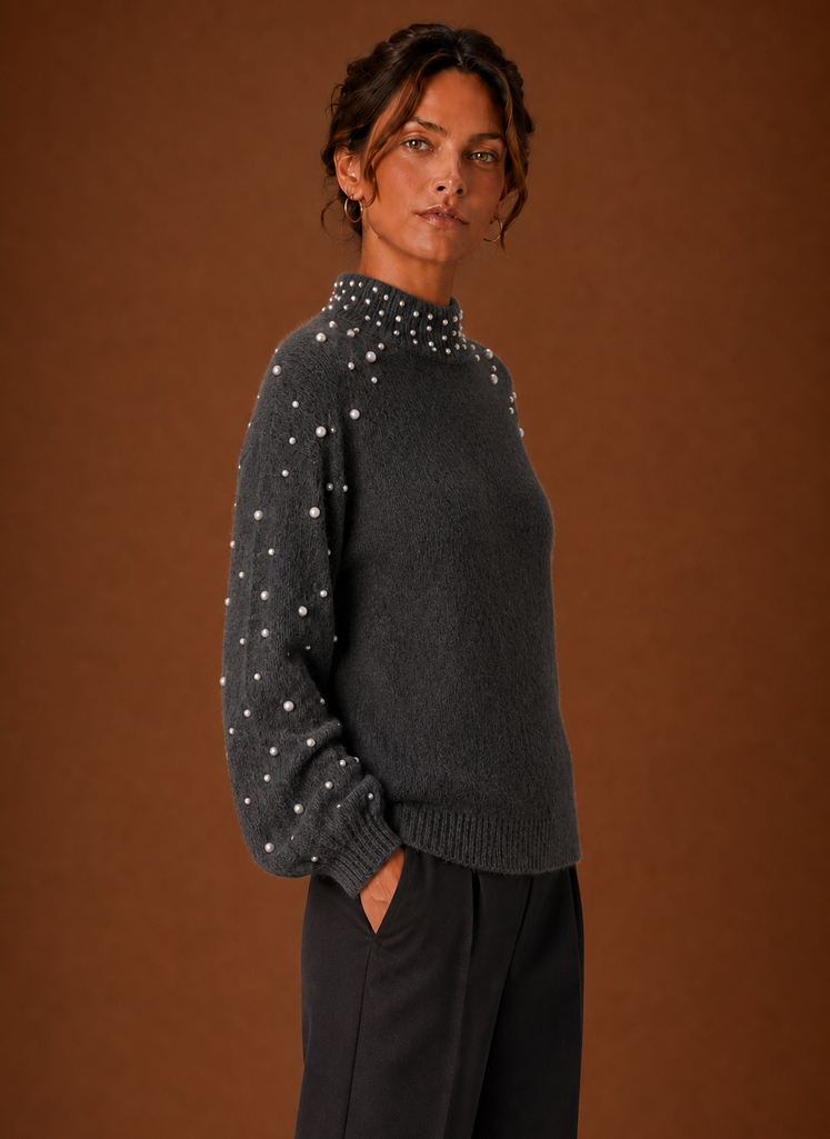 Women's Pearl-Embellished Knit Jumper