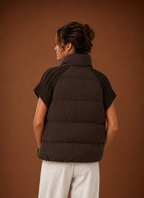 Women's Sleeveless Puffer Gilet with Knit Shoulders