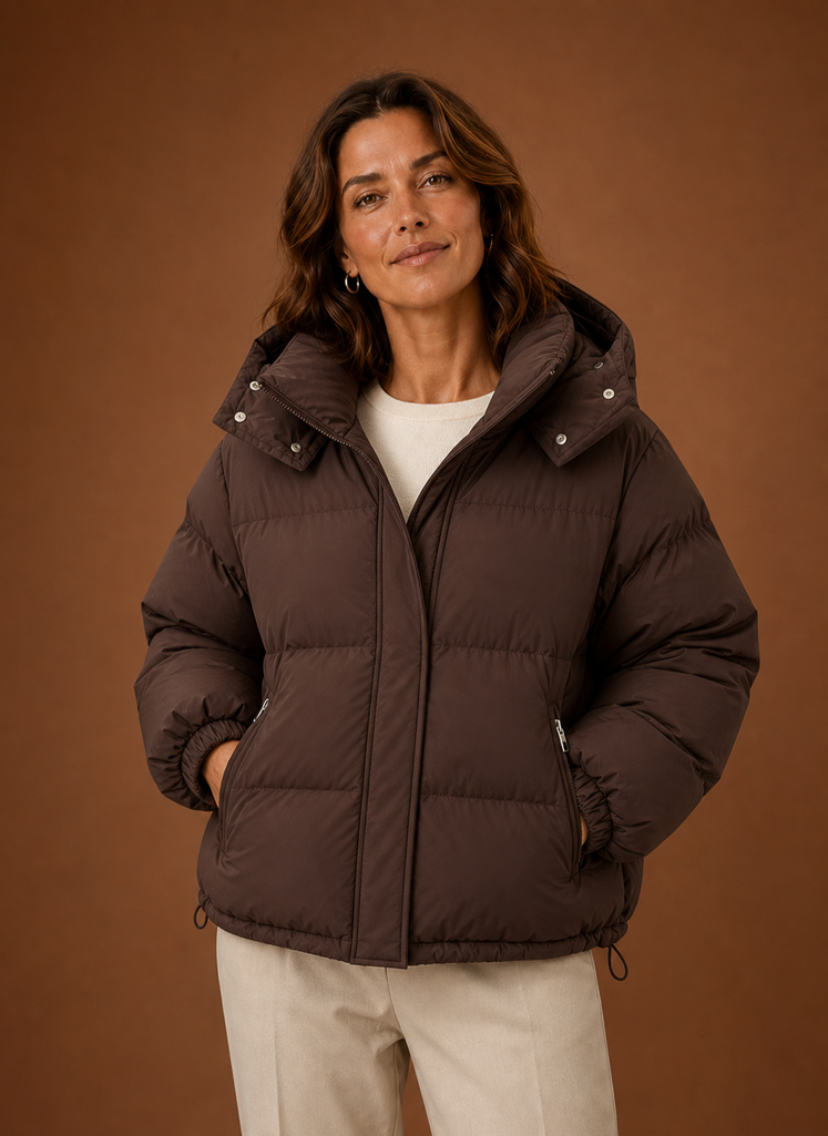 Women's Oversized Warm Puffer Jacket – Chocolate Brown
