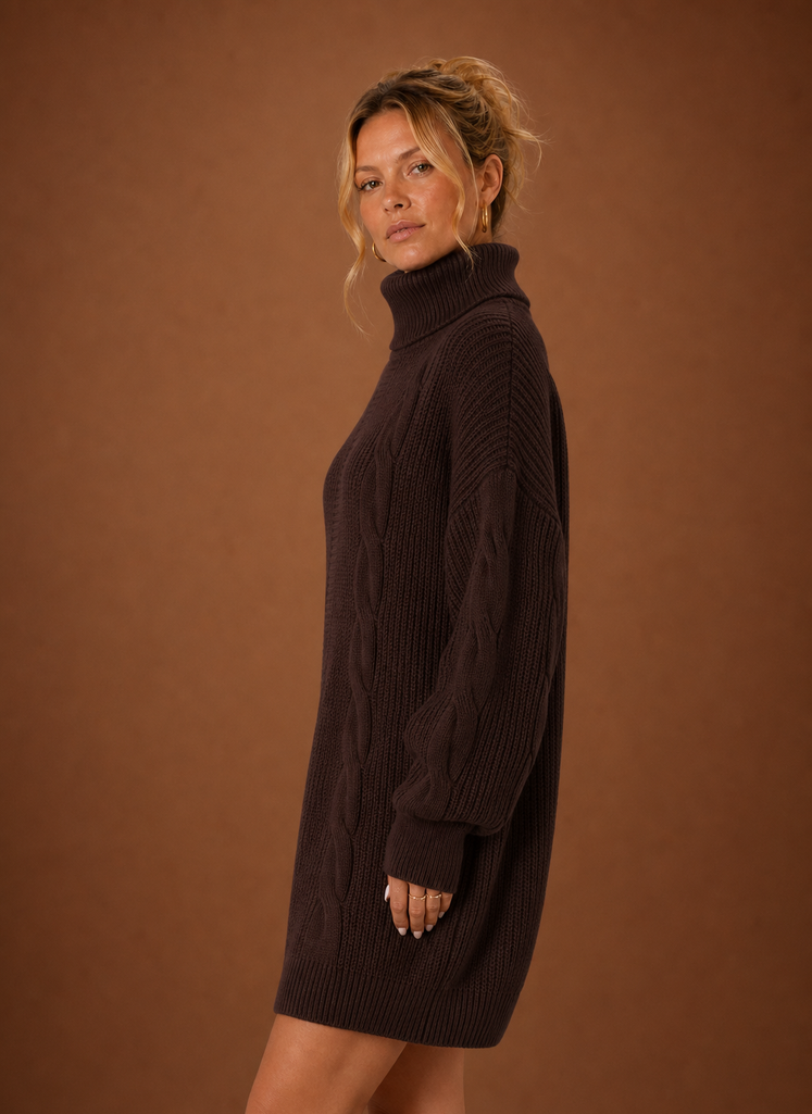 Women's Turtleneck Knit Sweater Dress